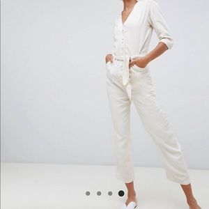ASOS Stradivarius tie waist button boiler suit